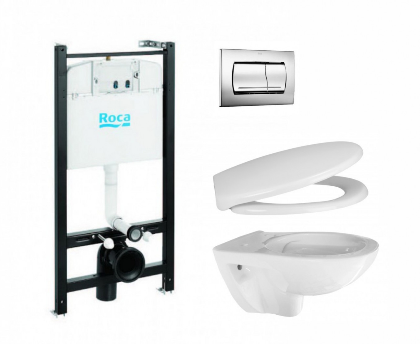 ROCA SET - Roca ugradni vodokotlić + Roca hrom taster+ Inker konozolna wc šolja + wc soft close wc daska